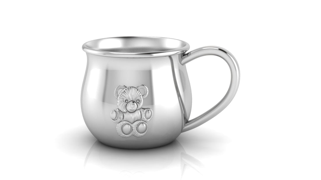 Silver Plated Gift Set For Baby - Hamper With Teddy Cup And Spoon Fork Set Blue Hampers