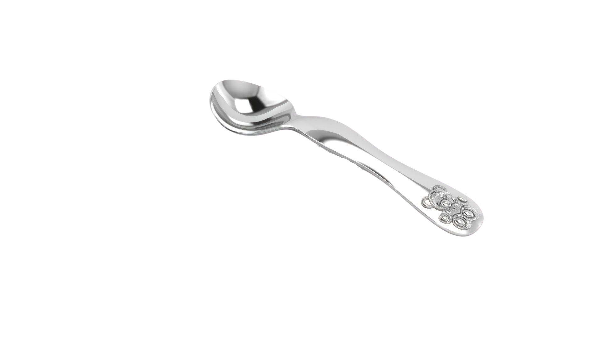 Silver Plated Gift Set For Baby - Hamper With Teddy Dumbbell Rattle And Teddy Spoon Hampers