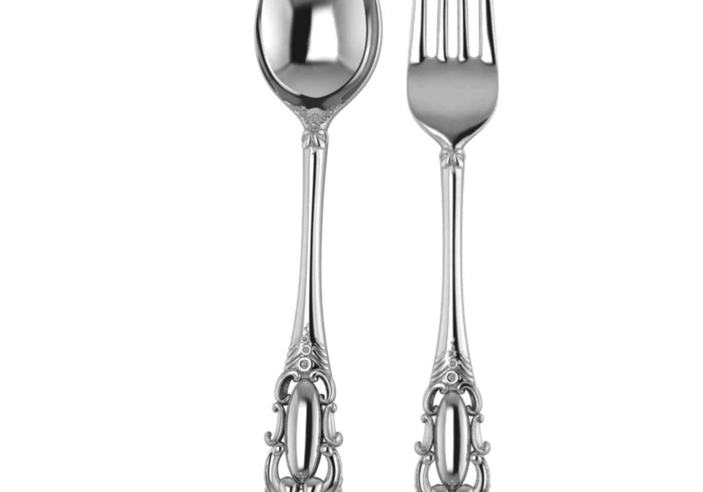 Sterling Silver Dinner Spoon & Fork Set - The Victorian Collection